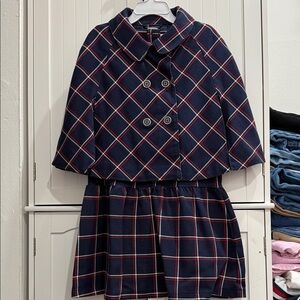 Gymboree navy  Plaid Double-Breasted Coat and Dress Set